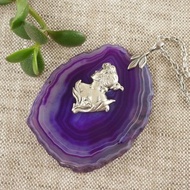 紫瑪瑙切片女士浮雕紫外線瑪瑙板吊墜項鍊首飾