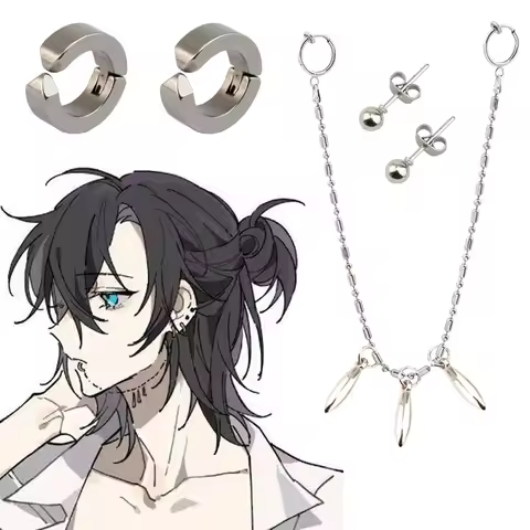 Anime Horimiya Miyamura Izumi Ear Clip Lip Chain Earring Stainless Steel Punk Earrings Cosplay Prop
