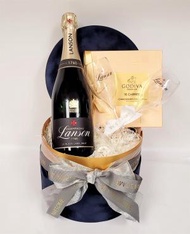 Lanson Black Label 香檳及香檳杯加連Godiva禮盒 [ 禮籃 / 生日禮物籃 / 送禮 / 祝賀 / 慶祝 / 開張 ]