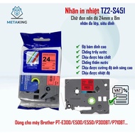 Super Sticky printed label TZ2-S451 for PT-E300/E500/P300BT/P710BT - Black text on red background 24