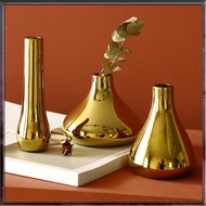 [G Q L W] Nordic Home Office Desktop Decoration Luxury Vases Plated Gold Vase Dried Flower Vase Ceramic Vase Modern Mini Vase