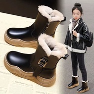 Kids Faux Fur Boots for Girls 2025 New Winter Kids Plush Lining Ankle Boots Non-slip Breathable Scho