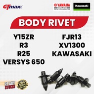 (BERANI JAMIN 100% HLY) COVER SET RIVET Y15ZR KAWASAKI 8MM HOLE VERSYS 650 RIVET PANEL R25 XV1300 FJ