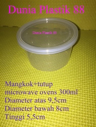 HARGA/PCS MANGKOK + tutup plastik toples box cup 300ML microwave ovens