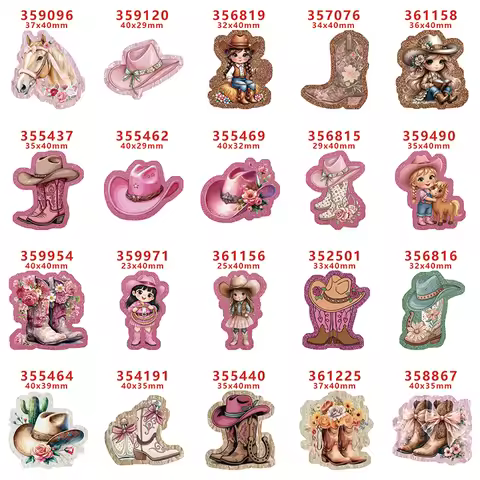 10pcs/lot Howdy Western Farm Cowgirl Glitter Acrylic Flatback Planar Resins DIY Gift Crafts Jewelry 