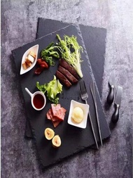 1塊黑色石板壽司盤,可創意用作西式點心甜點蛋糕托盤,燒烤碟,餐具