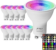 FTL GU10 LED Color Changing Light Bulb with Remote Control, RGB Dimmable Colored Light Bulbs 5W 40W