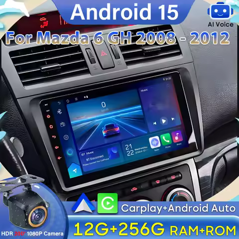 Autoradio Android 15 For Mazda 6 GH 2008 - 2012 Carplay GPS Navigazione Multimedi Head Unit Screen D