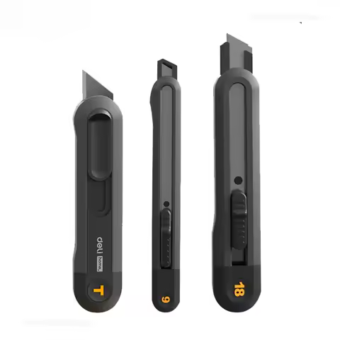 Deli Black Sk2 Blade 3 Styles High Quality Toosl Push Button Self-Locking Paper Cutting Utility Knif