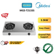 Midea 2 Burners Stainless Steel Table Top Gas Cooker 3.3kW Dapur Gas Easy Clean MGS-T2133S