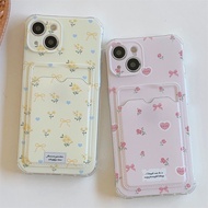 IPhone case with pink and gold flower card wallet for iPhone 7/8/x/xr/xs/11/12/13/14/15/pro/max phon