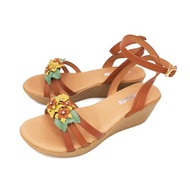 W&M 繁花厚底彈力涼鞋 女鞋 -棕 (另有藍)