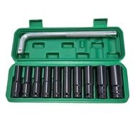 ComBo of 10 Black Socket Tips 78mm long, 1/2 inch system From 8 to 24 (Free L-shaped Tightening Rod 