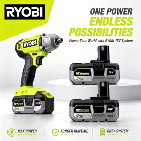 RYOBI ONE+ 18V 6.0Ah Li-ion Battery Compatible Hammer Drill P540 Hedge Trimmer High Performance Batt
