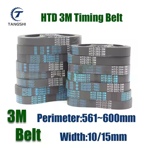 HTD 3M Closed Loop Rubber Timing Belt Width10/15mm Length 561/564/567/570/573/576/579/582/585/588/59
