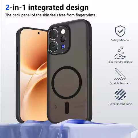 Casing Cover For Vivo V70 Black Frosted Magnetic Wireless Charging Phone Case