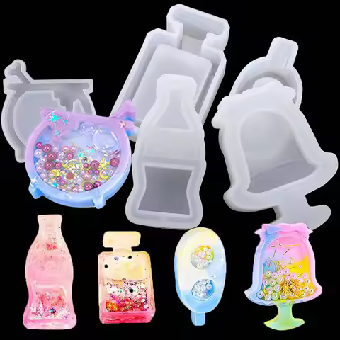 10 Style Quicksand Resin Casting Mold DIY Badge Owl Candy Perfume Cola Bottle Epoxy Resin Shaker Mol