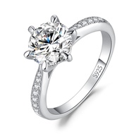 JewelryPalace Classic 1ct 2ct 3ct Cubic Zirconia Solitaire Engagement Rings for Women, 925 Sterling 
