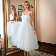 Wedding Dress - Hot wholesale Korean Illusion short style sling wedding dress elegant simple bridesm