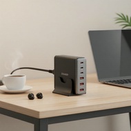 Essager 85W GaN USB-C 6-in-1 Desktop Charger, Fast Charging for iPhone 17/16/15 Pro, Xiaomi, Samsung