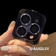 Metal Frame Lens Cap for Apple 15Plus 14PM 13 HD 12 Colorful 11 Second Stick Tempered Glass Screen P