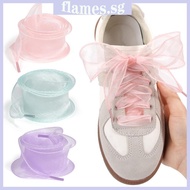 FL Colorful Organza Shoe Lace 35mm Wide 140cm Long Wide Flat Sneakers Shoelaces for Adult Kid Teen T
