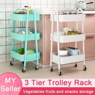 【Ready Stock】3 Tier Trolley Rack Multifunction Trolley Storage Rack Home Shelves Kitchen Rack Kitchen Organizers