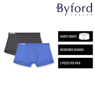 (2 Pcs) Byford Mens Microfiber Spandex Shorty Brief Underwear Assorted Colours - BUB747S
