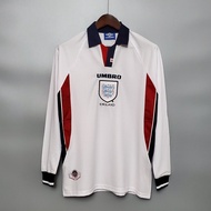 England 1996 1998 2002 ENG Home Long Sleeve Retro Soccer Jersey Football