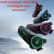 A50 smart voice wake-up helmet Bluetooth headset mesh multi-person intercom waterproof and noise red