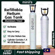 Minii's Refillable Helium Tank + Helium Gas 10L Helium Cylinder Contains 1.4 M3 of Balloon Gas