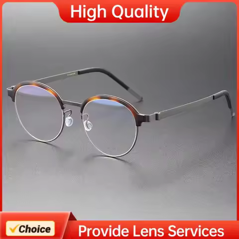 LINDBERG-Style Glasses Frame 9825 Double Color Women Fashion Clear Anti-Blue Light TR Titanium IP Ma