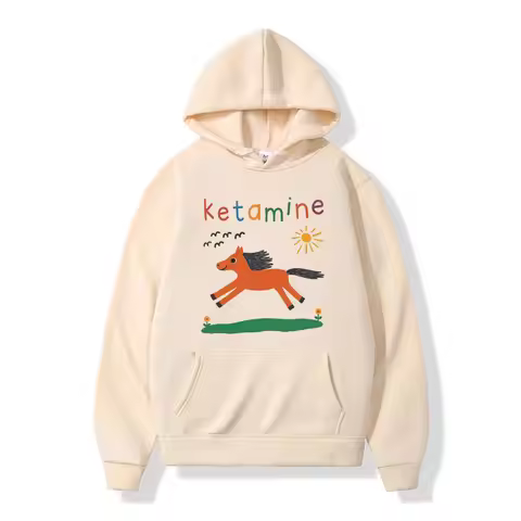 Funny Ketamine Horse Cute Graphic Harajuku Hoodie Man Woman Fashion Design Tracksuit Long-sleeved Fl