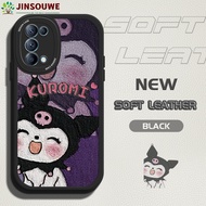 Jinsouwe Cellphone Case For OPPO Reno 5 reno5 5G opporeno5 Case Casing For Girls Boys Cartoon Kuromi PU Leather Cover