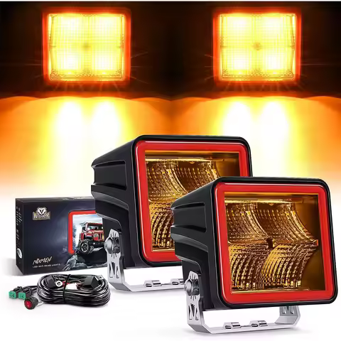 Nilight 3 Inch Cube Amber LED Pod Light Bar 20 W 1240LM Super Flood Screw-Less Offroad Driving Work 