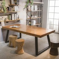 好康鐵藝實木餐桌簡約復古長方形電腦桌辦公桌創意大板長桌會議桌書桌
