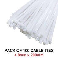 CABLE TIES THIN WHITE CABLE TIE 4.8MM X 200MM or 4.8MM X 250MM