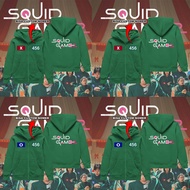 HIJAU Zipper Hoodie Jacket GameSQUID 2 | Custom Green Team Zipper Hoodie Kids Jacket Number