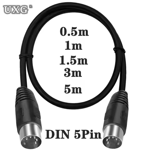0.5m 1m 1.5m 3M 5m 90 Degree MIDI DIN 5PIN Male to Male Plug 5 Pin DIN Audio Extension Male Cable Co