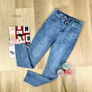 Long JINS TROUSERS SKINNY TWIN BUTTON EN MINI XIAOYAO PREMIUM CELANA PANJANG JINS HW UNFINNISED WOME