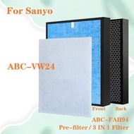 For Sanyo Air Purifier ABC-VW24 ABC-FAH94 Replacement 3 in 1 Antibacterial HEPA Combined Activated Carbon Deodorizing filter