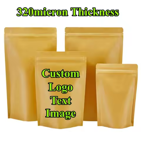 100PCS Stand-up Kraft Paper Foil Ziplock Storage Bag DIY Custom Logo Matcha Cocoa Powder Coffee Tea