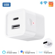 Tuya Wireless WIFI Power Adapter USB To Type-C Dual Port Type-C To USB Support App Remote Control Fo