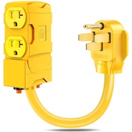 50 Amp to 20 Amp 110V RV Distribution Plug Adapter,NEMA 14-50P to 4 Sockets of 5-20R/15R RV Generato