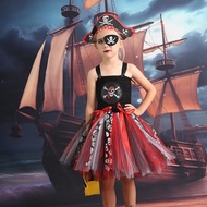 Children Clothing Halloween Children Pirate Gauze tutu Skirt Masquerade Party Skull Girls Cosplay Co
