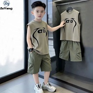 [ZY] 100-170 Ready Stock Children Casual Vest Suit Overalls Suit Baby Handsome Sleeveless Suit Fashi