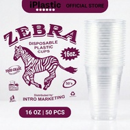 iPlastic. Zebra Disposable Plastic Cups (50 Pcs) | Clear Drinking Cups (5oz to 16oz)