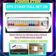 NES / EPS 40A/63A Full Set 21WAY DB BOX WITH ELCB, ISOLATOR(Main Switch) MCB & BAR SINGLE PHASE (KOT