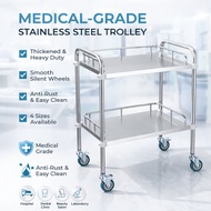 2 Layer Stainless Steel Hospital Trolley Clinic Lab Cart with Wheels Barber Shop Medical Tool Trolle