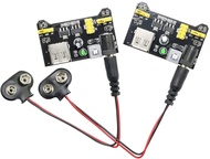 SQXBK 1-Pack MB102 Breadboard Power Supply Module and 9v Battery Clip with 2.1mm X 5.5mm Male DC Plu